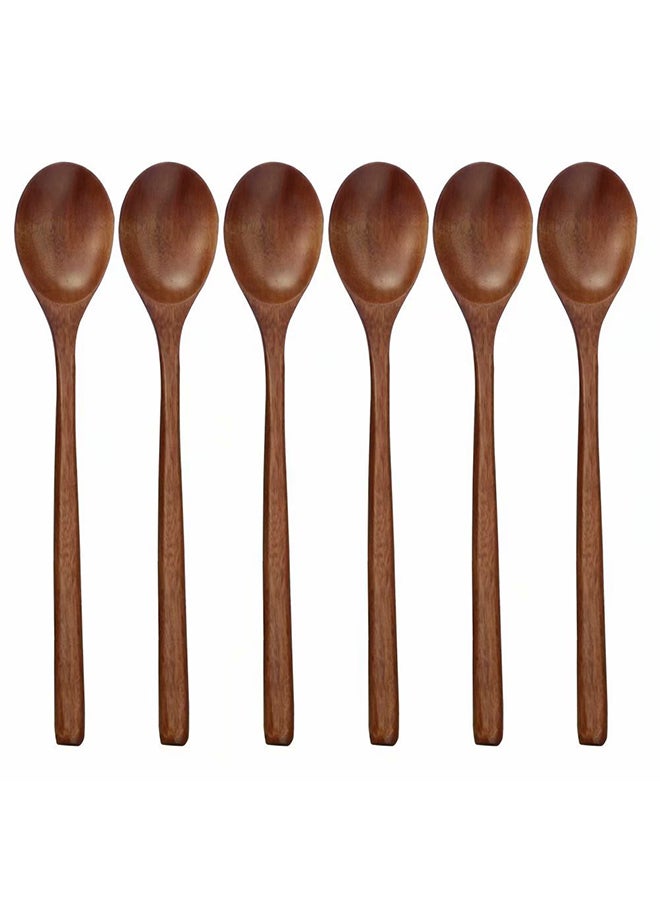 Set Of 6 Wooden Spoons Coffee 9inch - Image 1